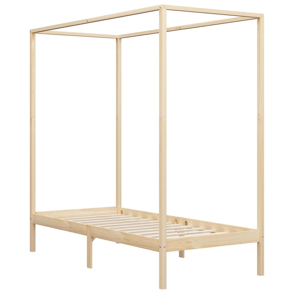 Canopy Bed Frame with 2 Drawers Solid Pine Wood 100x200 cm